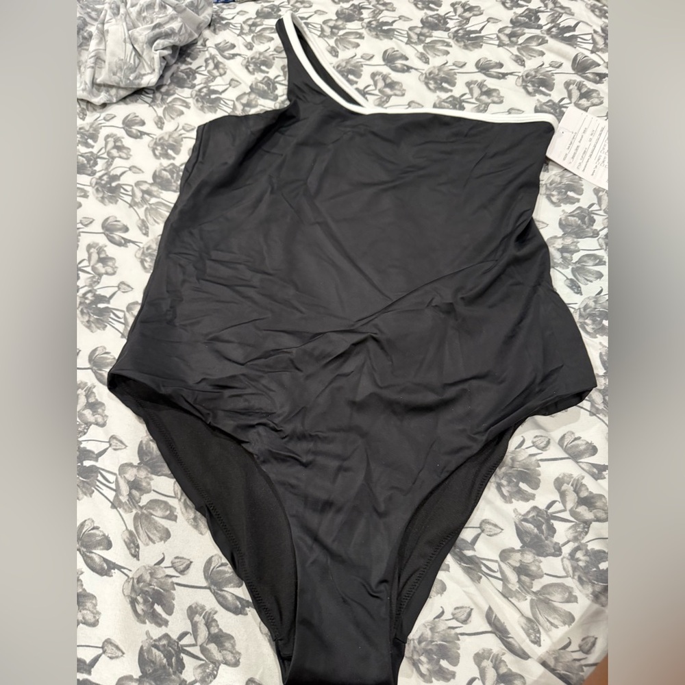 Fabletics Black One-Shoulder Swim One Piece